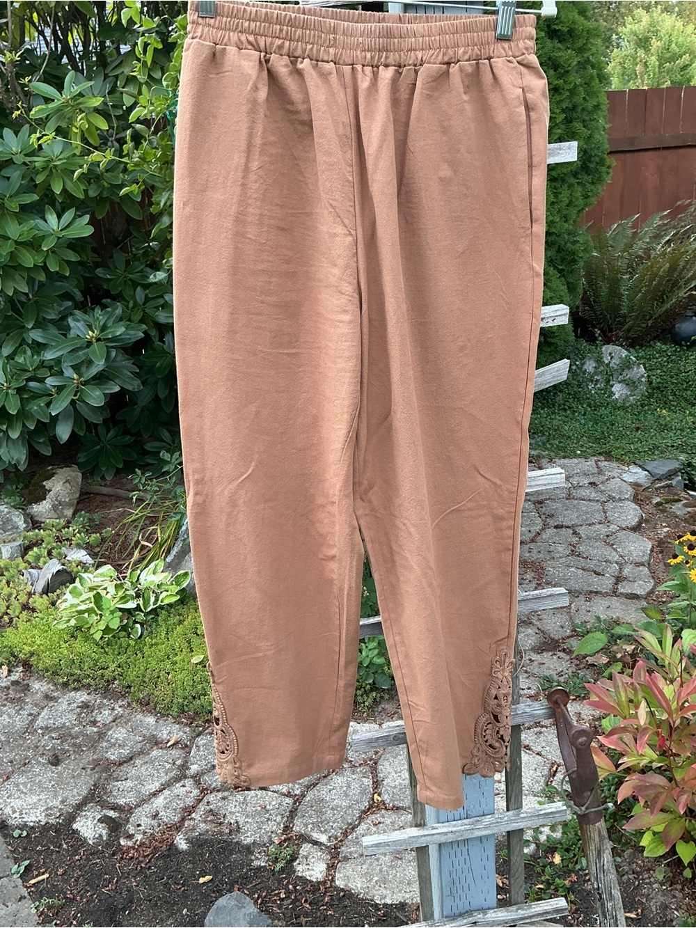 Men’s Brown Comfort Joggers with Embroidered Hem
